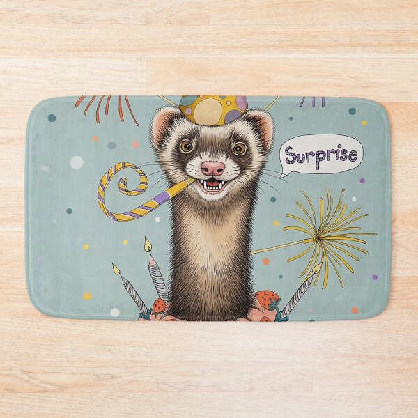 Item preview, Cute Happy Birthday Ferret | Retro Arcade Carpet Birthday Card Art designed and sold by Ruta.