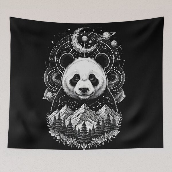 Item preview, Tribal Panda | Cute Boho Black and White Tattoo Art designed and sold by Ruta.