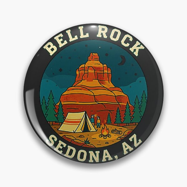 Item preview, Vintage Bell Rock Sedona Arizona Night Camping Retro Badge designed and sold by MT-Hub | Cute Aesthetic Art, Stickers & Phone Cases.