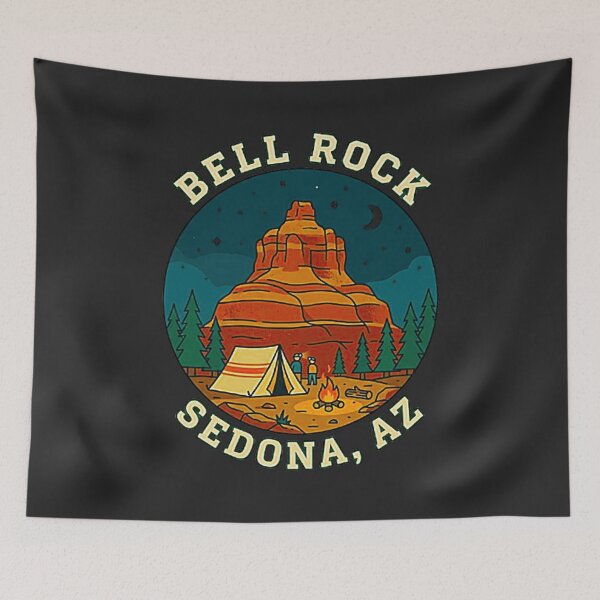Item preview, Vintage Bell Rock Sedona Arizona Night Camping Retro Badge designed and sold by MT-Hub | Cute Aesthetic Art, Stickers & Phone Cases.