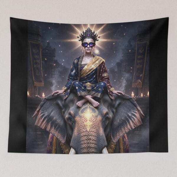 Item preview, Thai Goddess on Elephant | Retro Arcade Carpet Cultural Mythology Art designed and sold by Ruta.