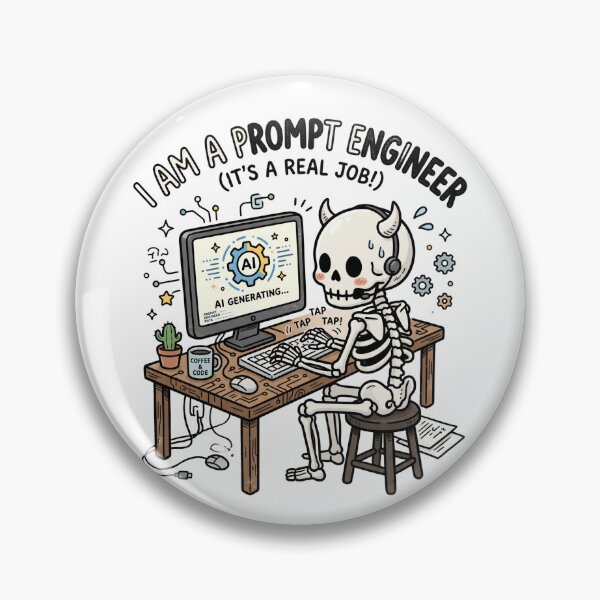 Item preview, Funny Prompt Engineer Skeleton Shirt — Kawaii AI Humor Doodle Tech Worker Gift designed and sold by MaynyStudio.