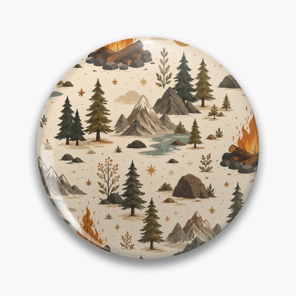 Item preview, Rustic Camping Pattern | Campfire, Forest, Mountains & River Seamless Nature Design designed and sold by Inkmatic Studio.