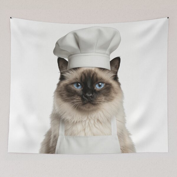 Item preview, Funny Balinese Cat Chef Realistic Animal Cooking Humor Art designed and sold by LazyOwlStore.