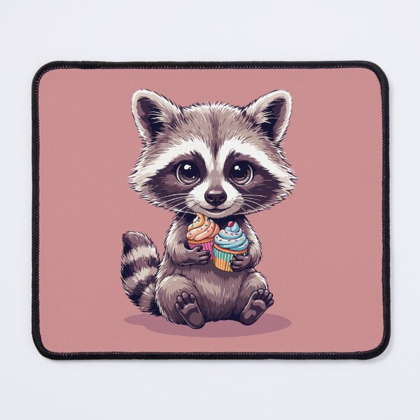 Item preview, Cute Raccoon Holding Cupcakes Kawaii Cartoon Animal designed and sold by Royalsticker.
