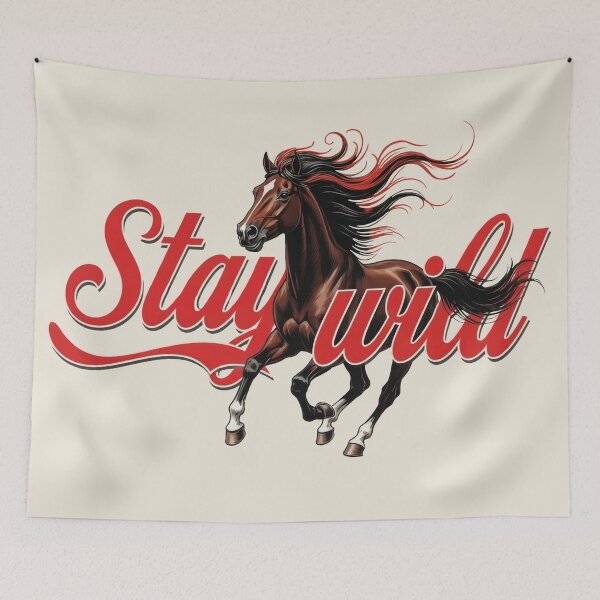 Artikelvorschau, Stay Wild Horse Retro Vintage Western Motivationskunst entworfen und verkauft von Ruta.