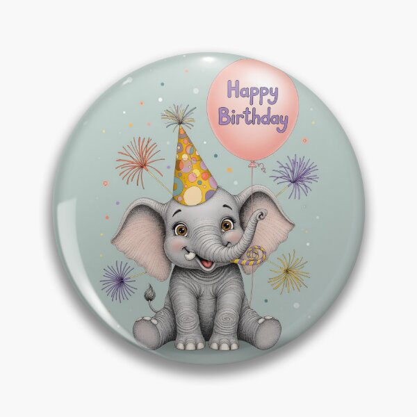 Item preview, Happy Birthday Elephant | Cute Retro Arcade Carpet Birthday Card Art designed and sold by Ruta.