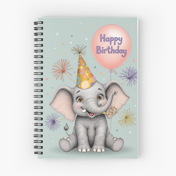 Item preview, Happy Birthday Elephant | Cute Retro Arcade Carpet Birthday Card Art designed and sold by Ruta.