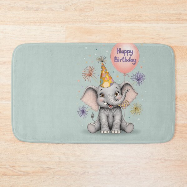 Item preview, Happy Birthday Elephant | Cute Retro Arcade Carpet Birthday Card Art designed and sold by Ruta.
