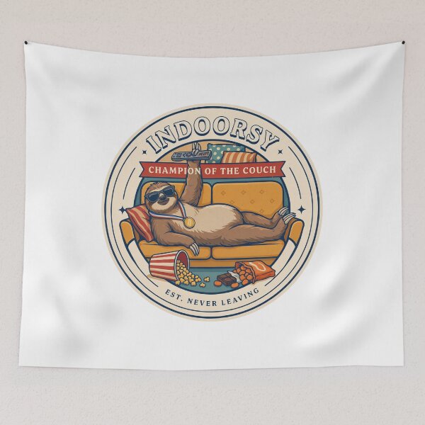 Item preview, Indoorsy Champion of the Couch Funny Sloth Introvert Vintage Design designed and sold by ArcticFoxStudio.