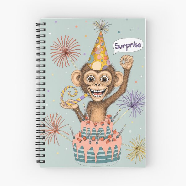 Item preview, Monkey Birthday Surprise Card Birthday Card Art  designed and sold by Ruta.