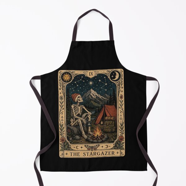 Item preview, Stargazing Camping Hiking Tarot Art - Skeleton Backpacker Mountain Camper designed and sold by merchxwear.