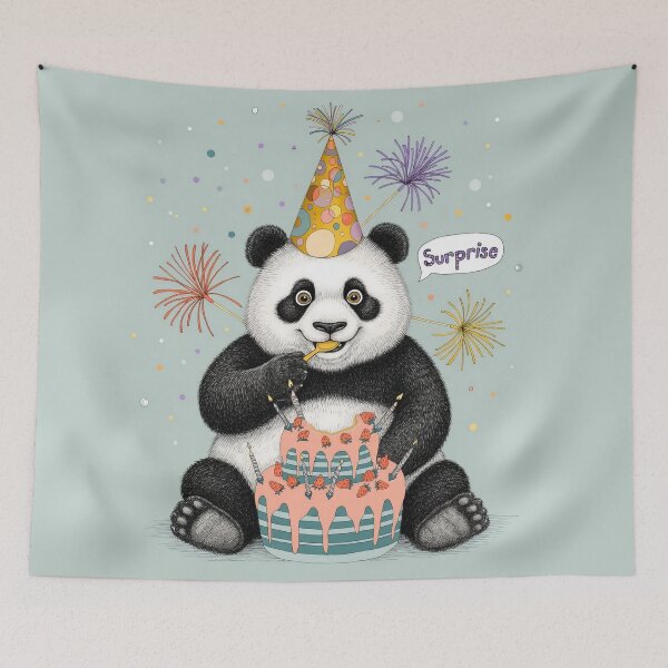 Item preview, Happy Birthday Panda | Cute Panda Birthday Card Greeting Art designed and sold by Ruta.