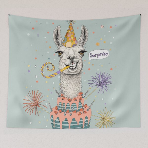Item preview, Happy Birthday Llama | Cute Llama Birthday Card Greeting Art designed and sold by Ruta.