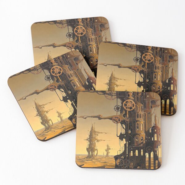 Item preview, Desert Dune Steampunk Landscape | Retro Arcade Carpet Airship Adventure Art designed and sold by Ruta.