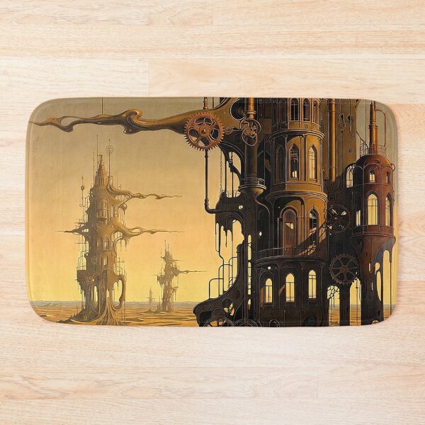 Item preview, Desert Dune Steampunk Landscape | Retro Arcade Carpet Airship Adventure Art designed and sold by Ruta.