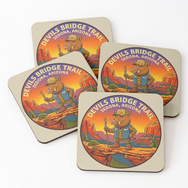 Item preview, Vintage Devils Bridge Trail Sedona Arizona Javelina Mascot Retro Badge designed and sold by MT-Hub | Art for Every Soul.