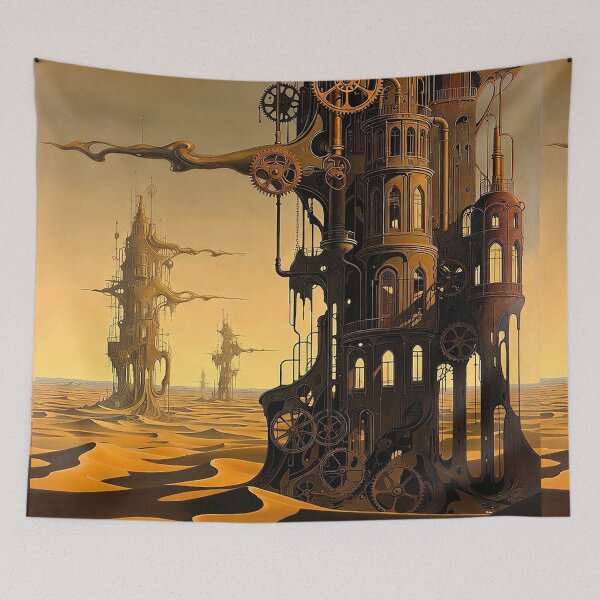 Item preview, Desert Dune Steampunk Landscape | Retro Arcade Carpet Airship Adventure Art designed and sold by Ruta.