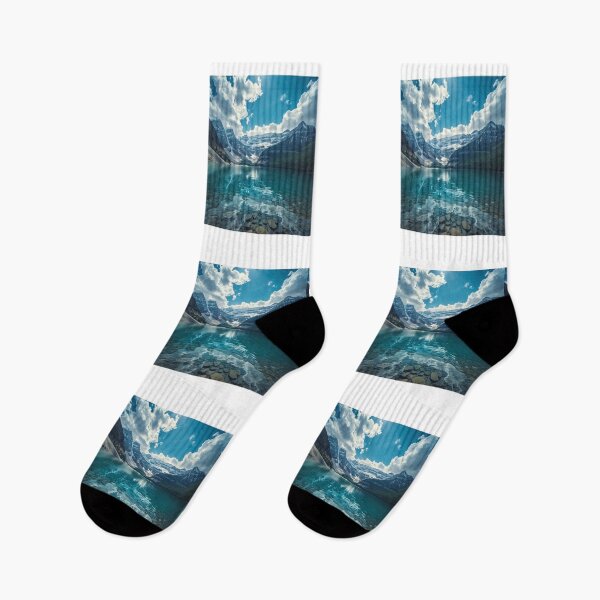 Item preview, Bright Blue Water and Mountain Scene designed and sold by Nene Bird Designs.