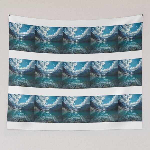 Item preview, Bright Blue Water and Mountain Scene designed and sold by Nene Bird Designs.