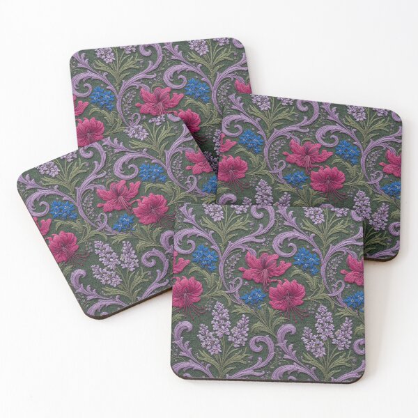 Item preview, Fuchsia & Lavender Floral Embroidery Pattern | Vintage Retro Botanical Seamless Design designed and sold by Ruta.
