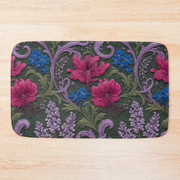 Item preview, Fuchsia & Lavender Floral Embroidery Pattern | Vintage Retro Botanical Seamless Design designed and sold by Ruta.