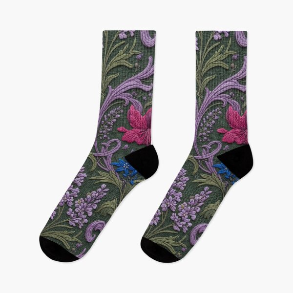 Item preview, Fuchsia & Lavender Floral Embroidery Pattern | Vintage Retro Botanical Seamless Design designed and sold by Ruta.