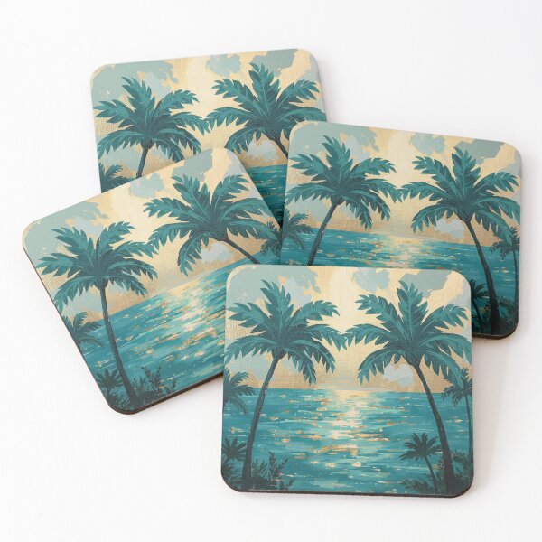 Item preview, Teal Gold Palm Trees Beach  designed and sold by SeaStarAlex.