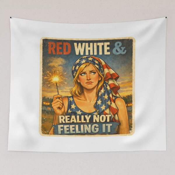 Item preview, Red White & Really Not Feeling It Vintage Patriotic Design designed and sold by MerchlyMike.