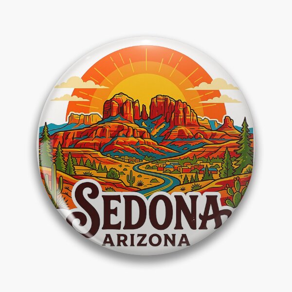 Item preview, Vintage Sedona Arizona Cathedral Rock Red Rock Country Sunset Retro Badge designed and sold by MT-Hub | Cute Aesthetic Art, Stickers & Phone Cases.
