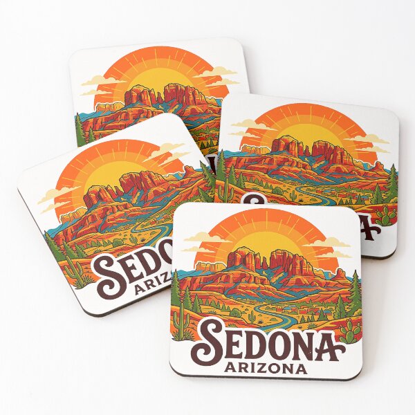 Item preview, Vintage Sedona Arizona Cathedral Rock Red Rock Country Sunset Retro Badge designed and sold by MT-Hub | Art for Every Soul.