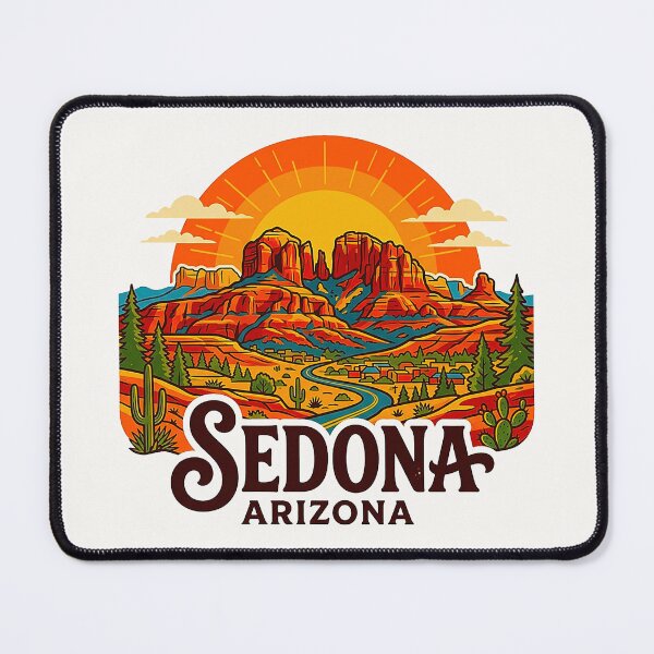 Item preview, Vintage Sedona Arizona Cathedral Rock Red Rock Country Sunset Retro Badge designed and sold by MT-Hub | Cute Aesthetic Art, Stickers & Phone Cases.