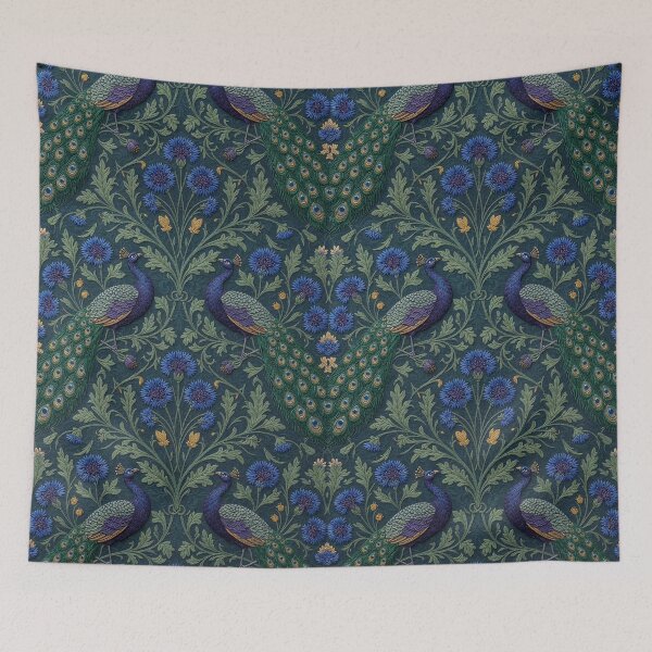 Item preview, Cornflowers and Peacock Embroidery Pattern | Vintage Boho Floral Seamless Design designed and sold by Ruta.