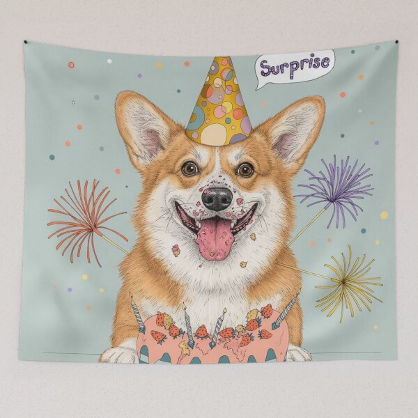 Item preview, Corgi Dog | Cute Pembroke Welsh Corgi Birthday Illustration designed and sold by Ruta.