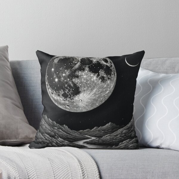 Item preview, Dreamscape Moonlit Mountains Black and White Art designed and sold by KiraChie.