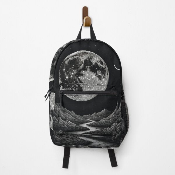 Item preview, Dreamscape Moonlit Mountains Black and White Art designed and sold by KiraChie.