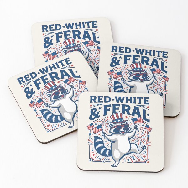 Item preview, Red White & Feral Raccoon Shirt – Funny Patriotic Trash Panda 4th of July T-Shirt designed and sold by ZyxDes.