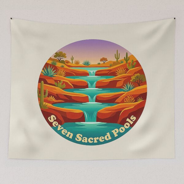 Item preview, Vintage Seven Sacred Pools Sedona Arizona Desert Oasis Retro Badge designed and sold by MT-Hub | Cute Aesthetic Art, Stickers & Phone Cases.
