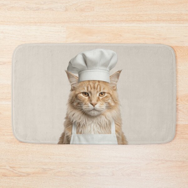 Item preview, Funny Cymric Cat Chef Realistic Animal Cooking Humor Art designed and sold by LazyOwlStore.
