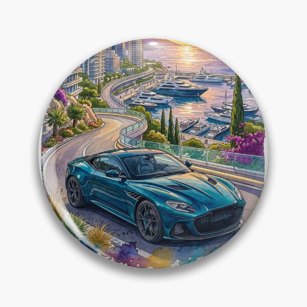 Item preview, Luxury Grand Tourer Watercolor Illustration On Coastal Sunset Drive designed and sold by RevUpDesign.