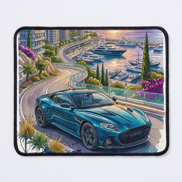 Item preview, Luxury Grand Tourer Watercolor Illustration On Coastal Sunset Drive designed and sold by RevUpDesign.