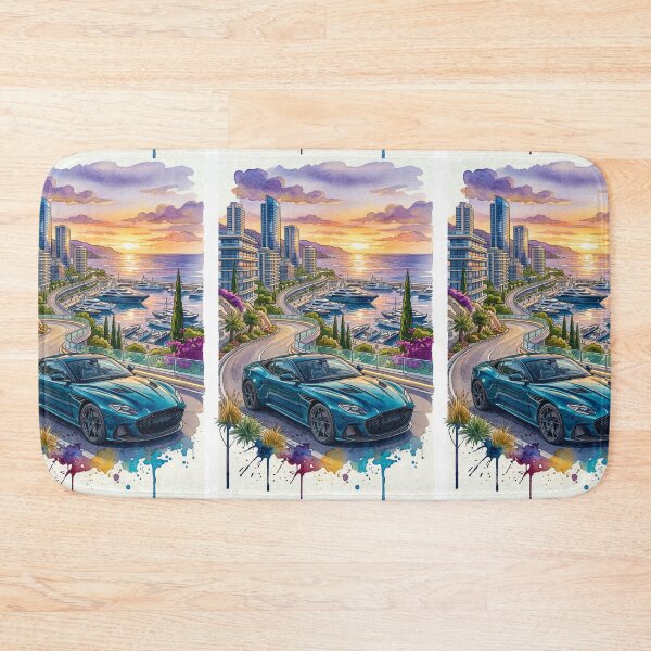 Item preview, Luxury Grand Tourer Watercolor Illustration On Coastal Sunset Drive designed and sold by RevUpDesign.