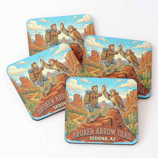 Item preview, Vintage Broken Arrow Trail Sedona Arizona Hiker and Desert Hawk Mascot Retro Graphic designed and sold by MT-Hub | Art for Every Soul.