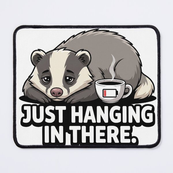 Item preview, Funny Tired Badger Low Battery Coffee designed and sold by CrystalMineArts.