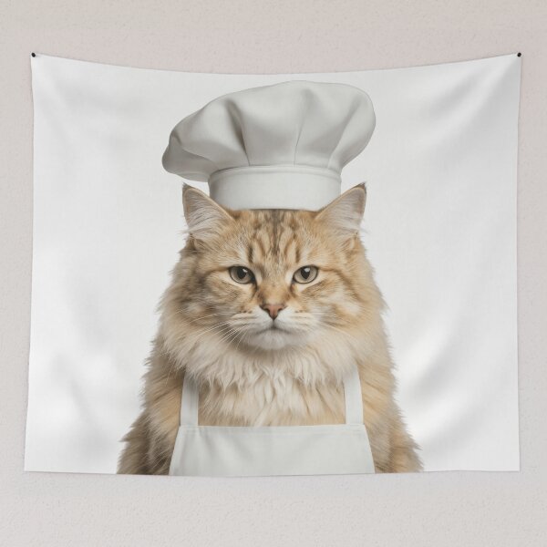 Item preview, Funny Domestic Longhair Cat Chef Realistic Animal Cooking Humor Art designed and sold by LazyOwlStore.