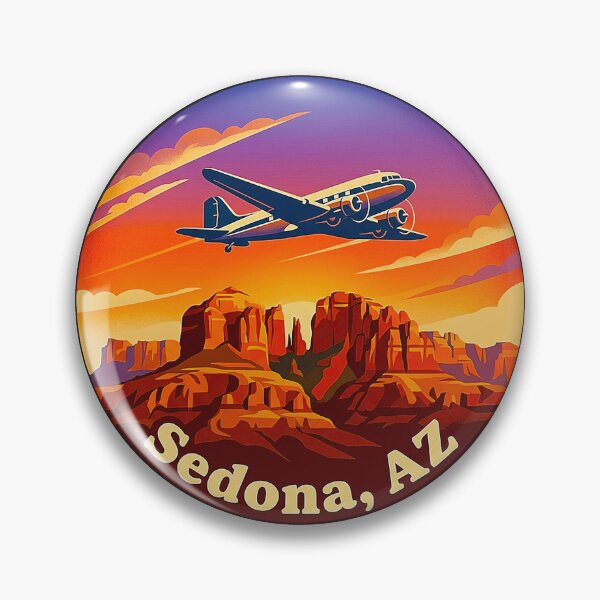 Item preview, Vintage Sedona Arizona Airport Scenic Lookout Sunset Airplane Retro Badge designed and sold by MT-Hub | Cute Aesthetic Art, Stickers & Phone Cases.