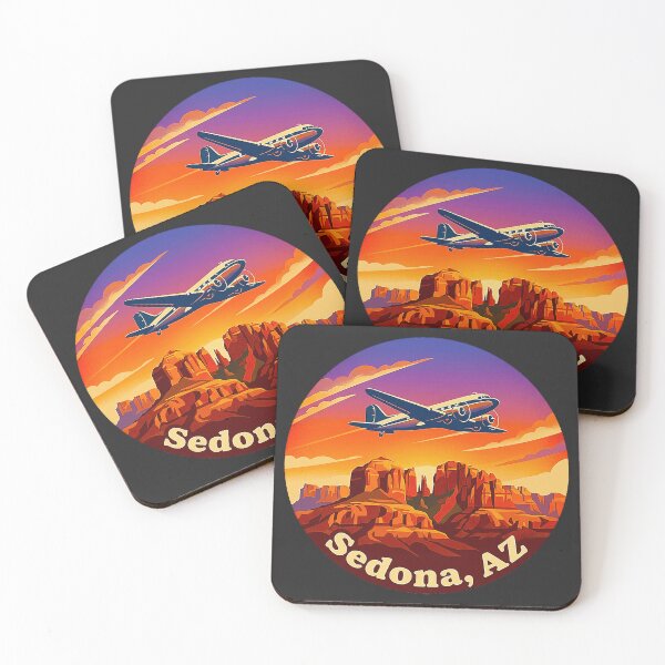 Item preview, Vintage Sedona Arizona Airport Scenic Lookout Sunset Airplane Retro Badge designed and sold by MT-Hub | Cute Aesthetic Art, Stickers & Phone Cases.