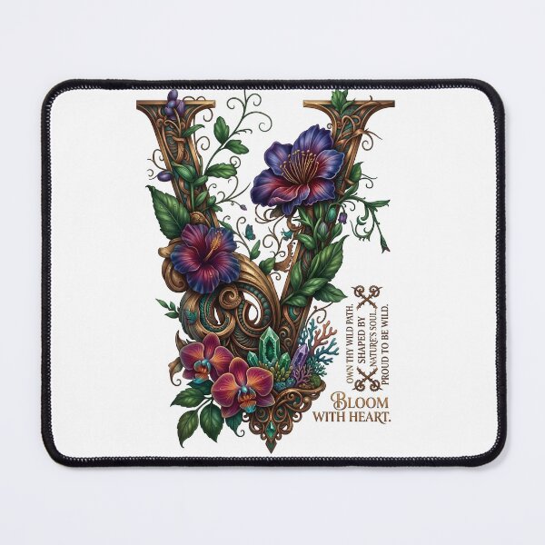 Item preview, Letter V Floral Typography Bloom With Heart designed and sold by Sovereign Supply Co..