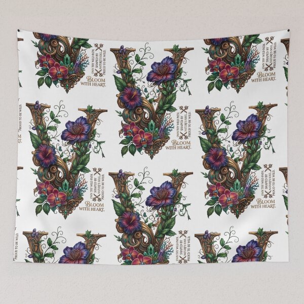 Item preview, Letter V Floral Typography Bloom With Heart designed and sold by Sovereign Supply Co..