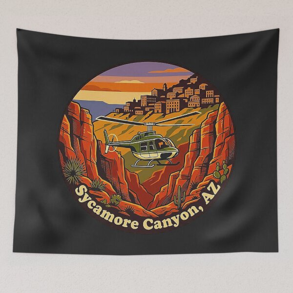Item preview, Vintage Sycamore Canyon and Jerome Arizona Helicopter Tour Retro Badge designed and sold by MT-Hub | Cute Aesthetic Art, Stickers & Phone Cases.